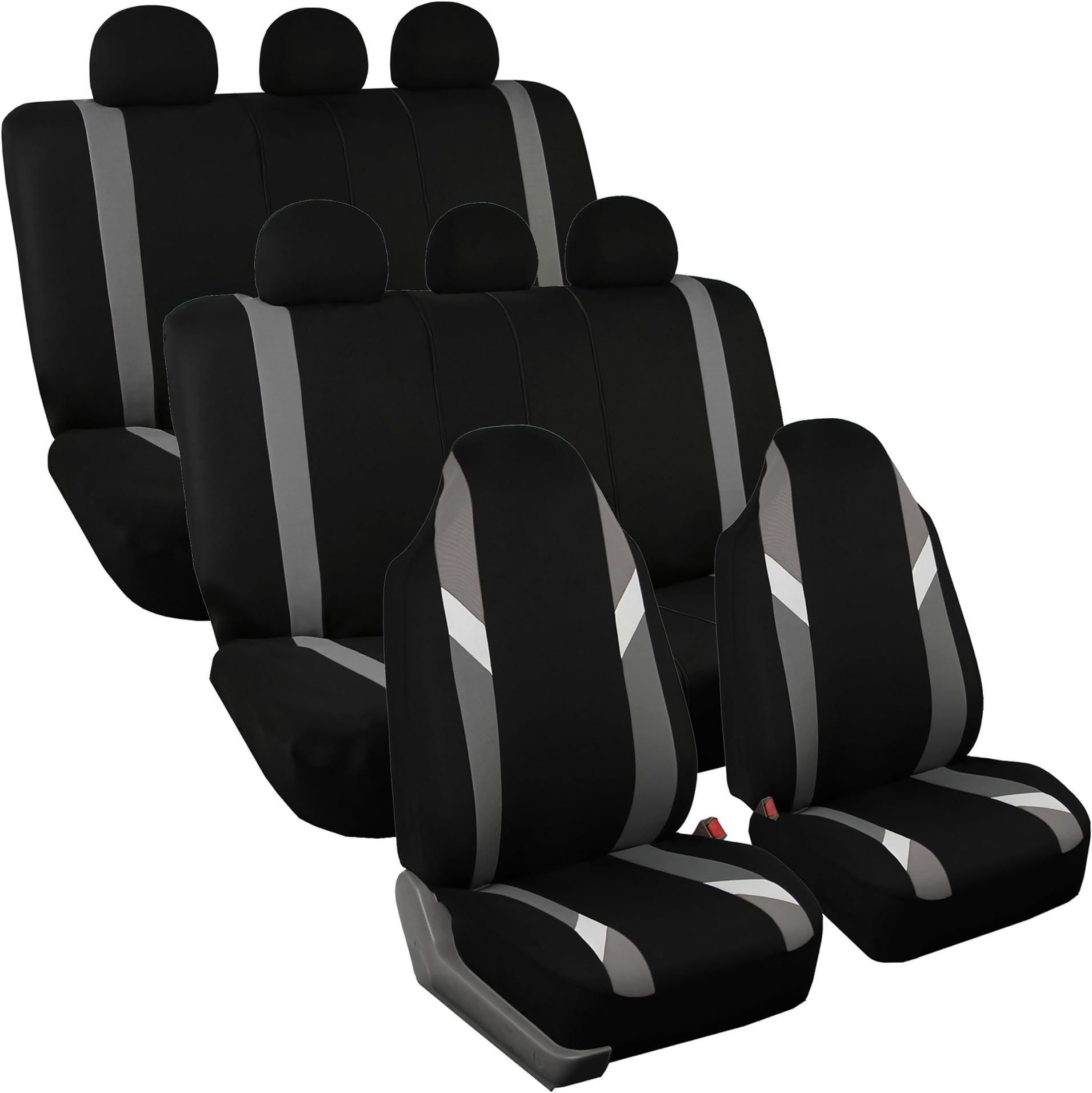Supreme Modernistic Three Row Car Seat Covers, Airbag and Split Ready, 8 Seater - Universal Fit for Cars, Trucks, & SUVs Gray