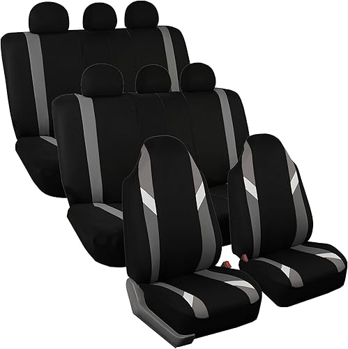 FH Group Fundas de asiento de automóvil modernas y supremas de tres filas, listas para bolsa de aire y asiento dividido, para 8 plazas - Ajuste
