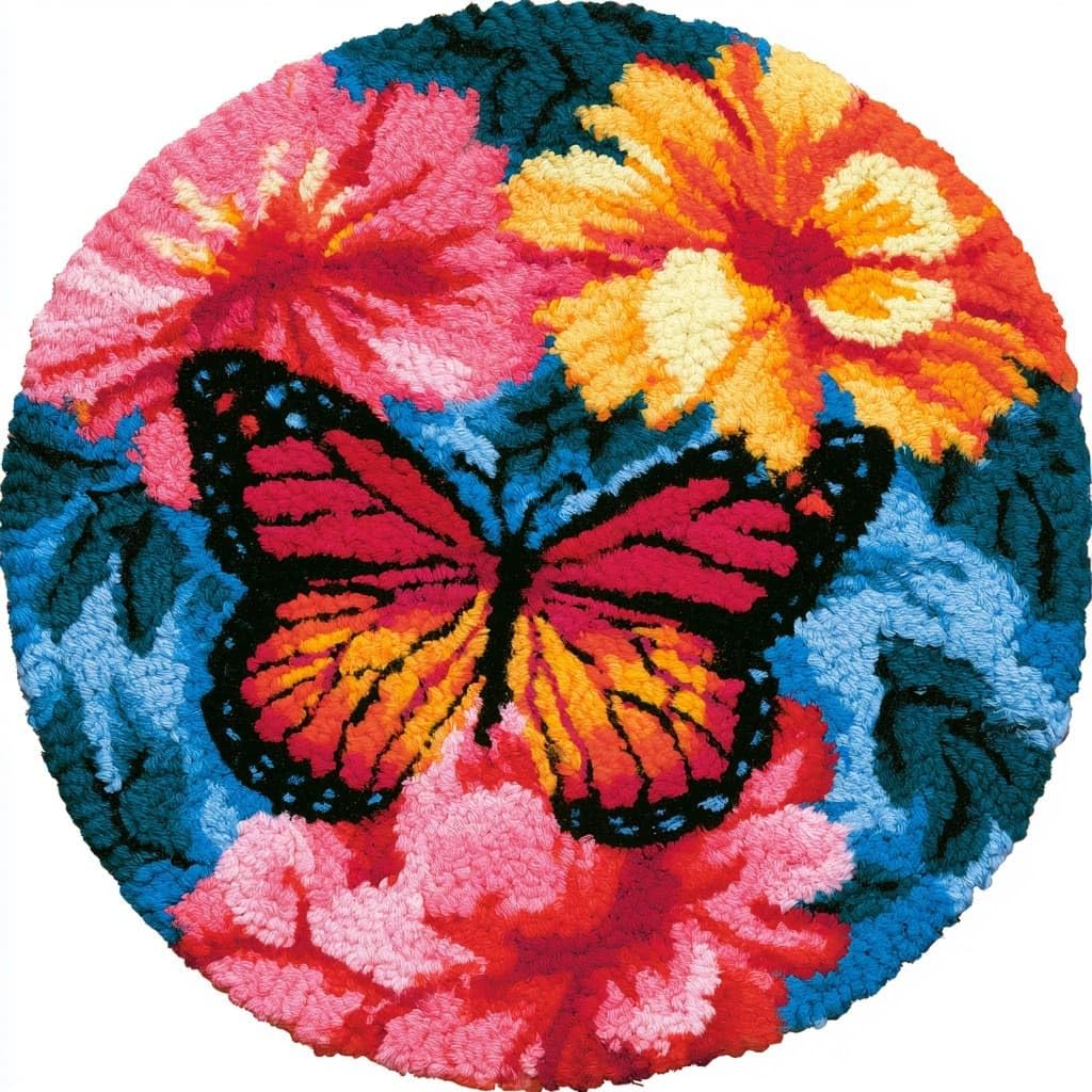 AMBATTERY Latch Hook Kits for Adults,Latch Hook Rug Kit,Butterflies Flowers