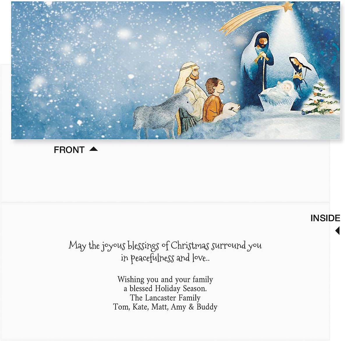 Colorful Images Shining Star Personalized Slimline Christmas Cards- Set of 24 Cards and Envelopes, Card Stock, 4 x 9-1/4 Inches