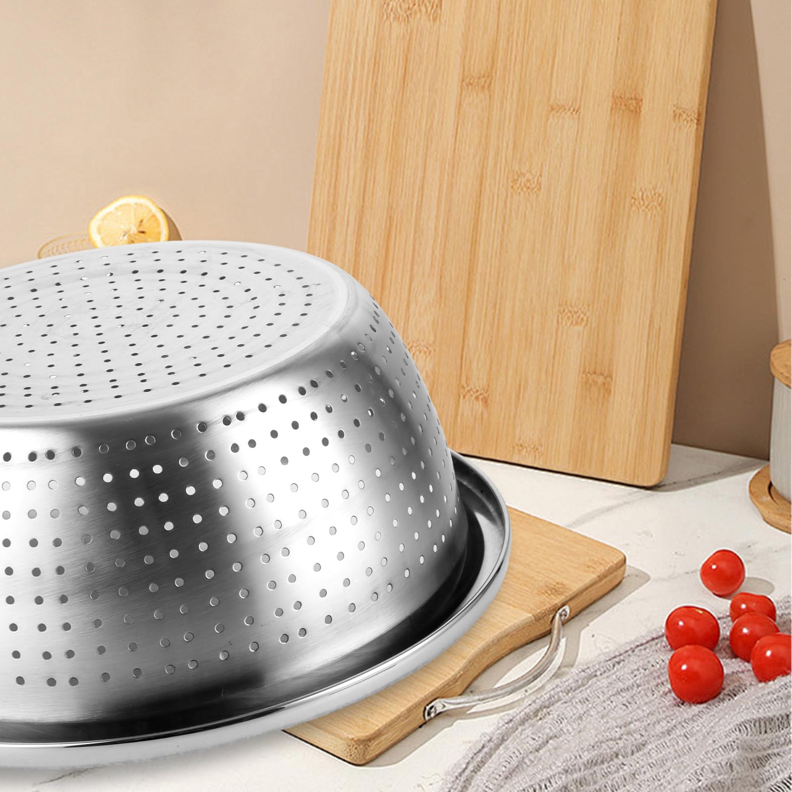 2 Piezas Colador Acero Inoxidable 26 cm, Escurridor Pasta Grande con Bol de Apoyo para Verduras Frutas Arroz, Colador Pasta de Cocina Apilable, Uso Diario en Cocina Familiar