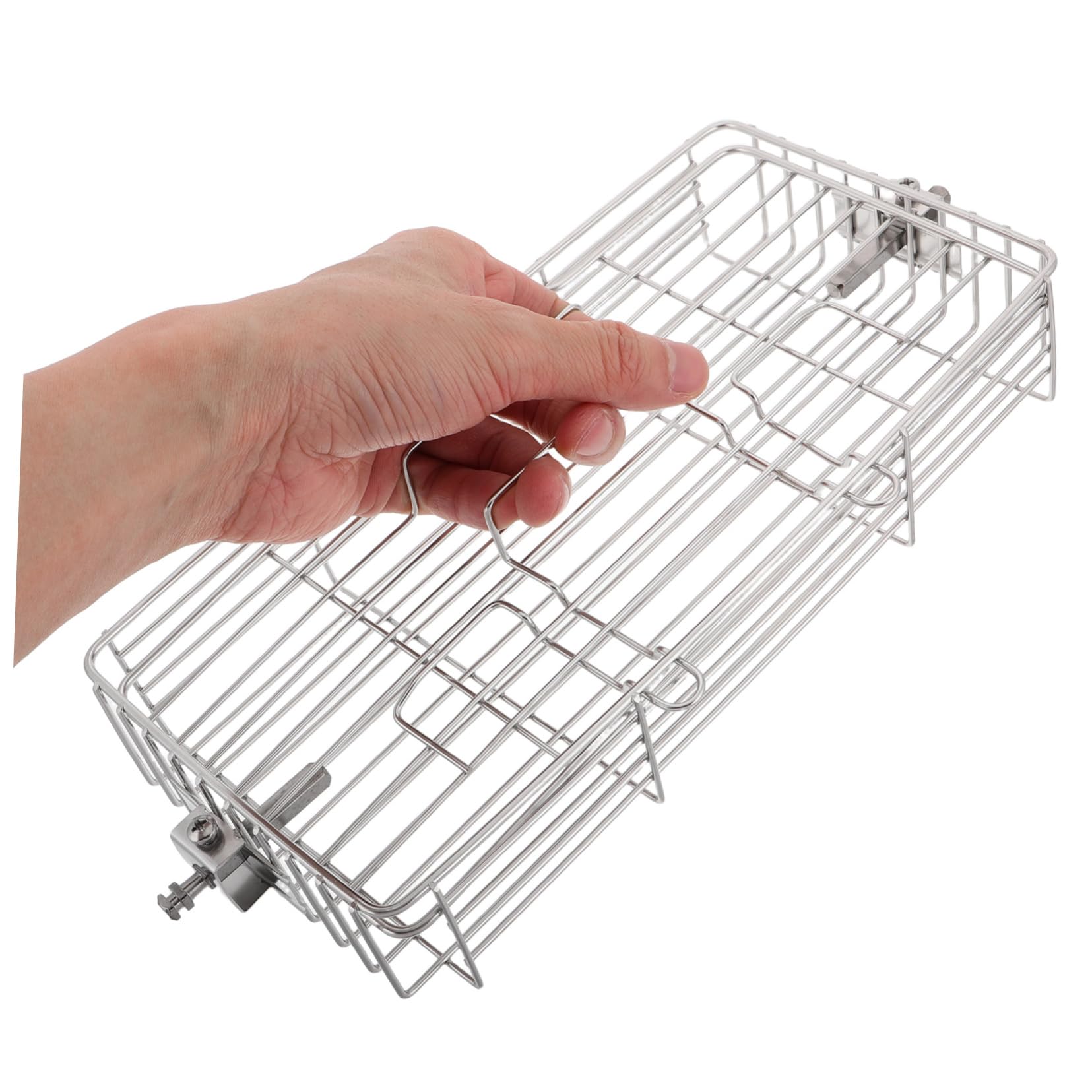 iplusmile Cesta De De Inoxidable Para Pescado y Pollo Soporte Ajustable y Rotatorio Para Barbacoa Para Cocinas De Parrilla