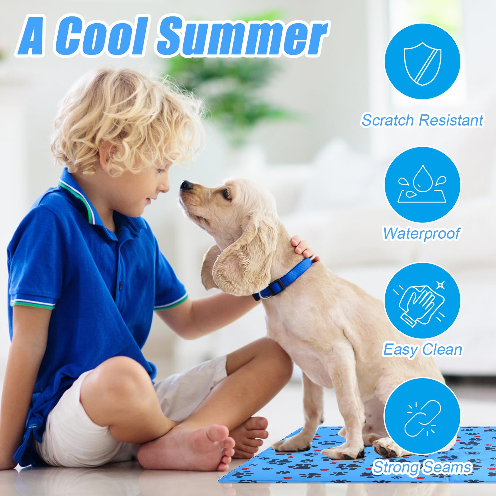 Tapis Rafraichissant Chien & Chat, 60×50cm Coussin Rafraichissant pour Chien, Tapis Refrigerant pour Animaux, Étanche et Facile à Nettoyer, Convient aux Petits et Grands Chien de Compagnie