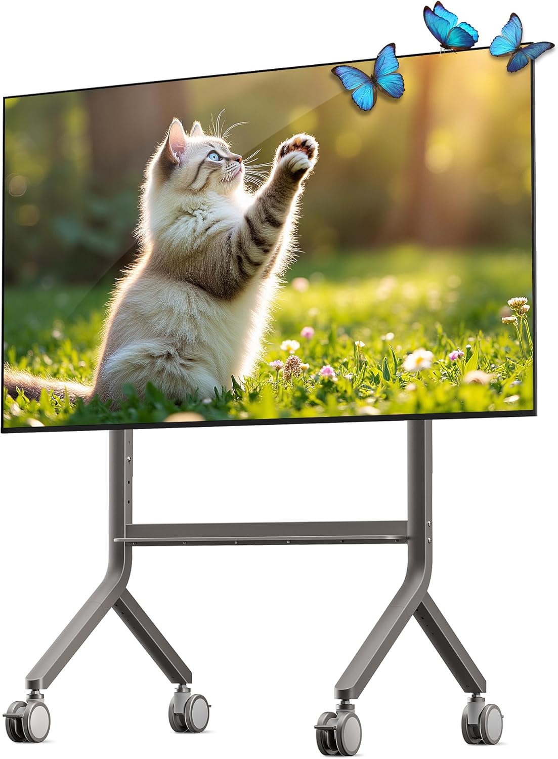 NB Mobile TV Cart, UL Listed, Rolling TV Stand with Wheels for 65-90 Inch LCD OLED Flat Panel Screen TV or Smart Board, Load up to 150 lbs, Max VESA 900x600mm P100