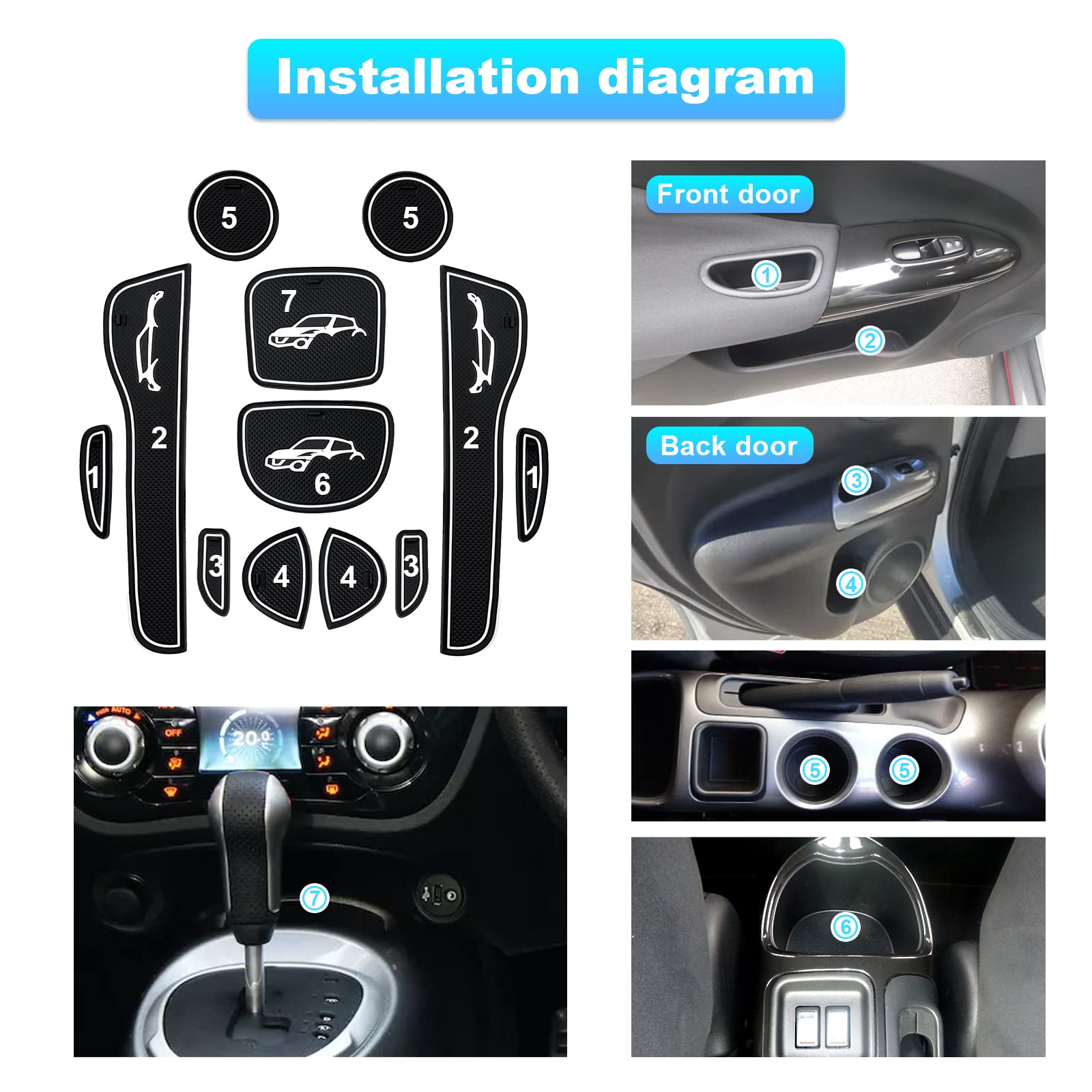 BIXUAN compatibile con Nissan Juke F15 2010-2019 Tappetini antiscivolo per