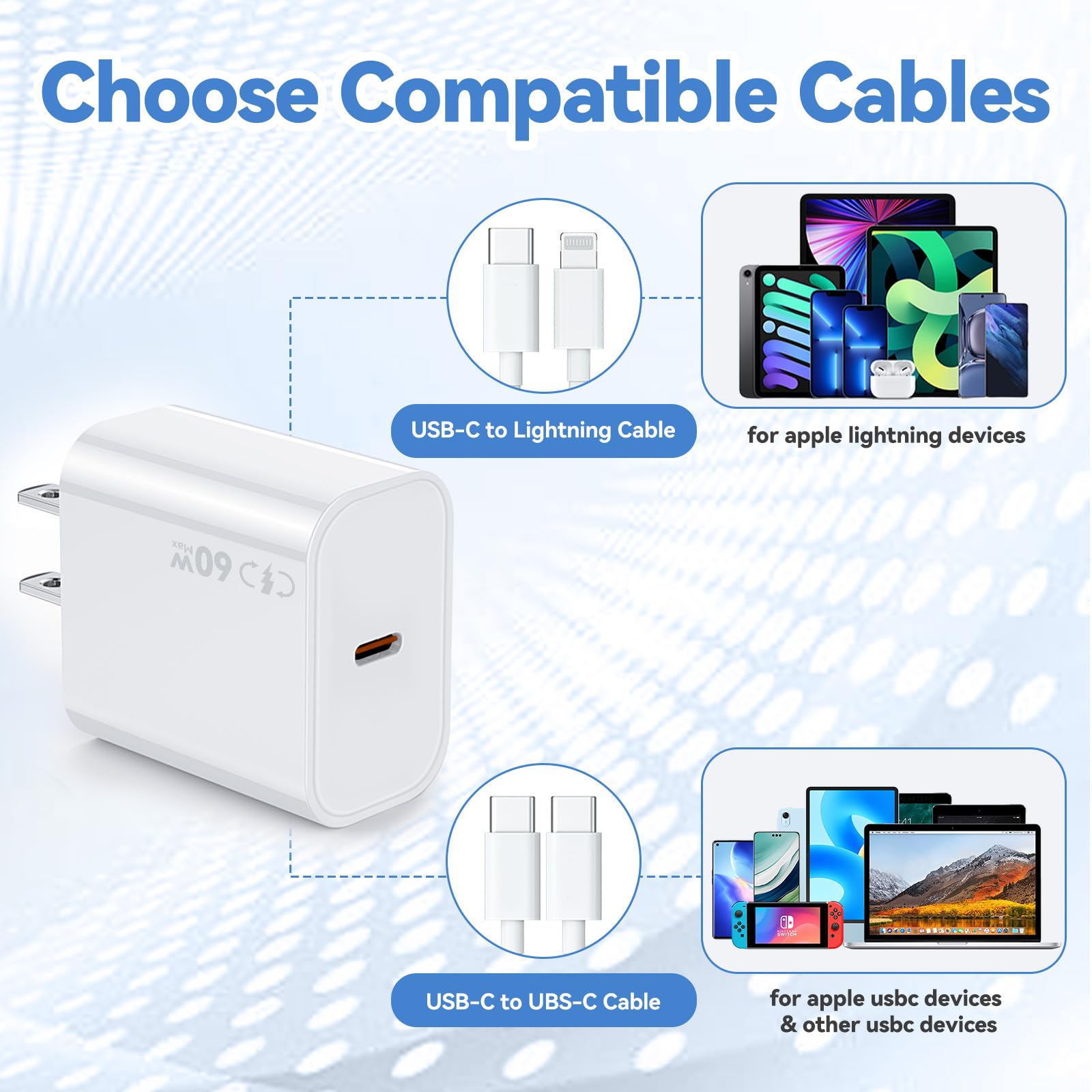 Bloque de cargador USB C de 40-60 W para iPhone 17 de carga rápida, paquete de 3 bloques de carga USB tipo C de salida máxima de 60 W de carga rápida compatible con iPhone 17/17 Air/16/15 Pro/Pro Max