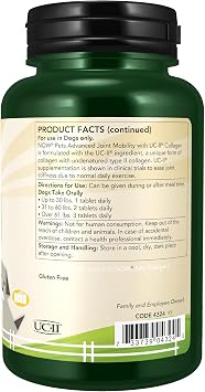 Now Pets, UC-II Advanced Joint Mobility for Dogs and Cats, Veterinarian formulated, Help Maintain Cartilage and Connective Tissue*, 60 Chewable Tablets (60 Grams)