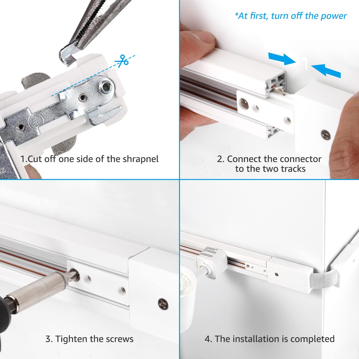 Track Lighting Connector Types LEONLITE H Track Live End Power Feed  Connector With Junction Box Cover,, image size:1500x1500