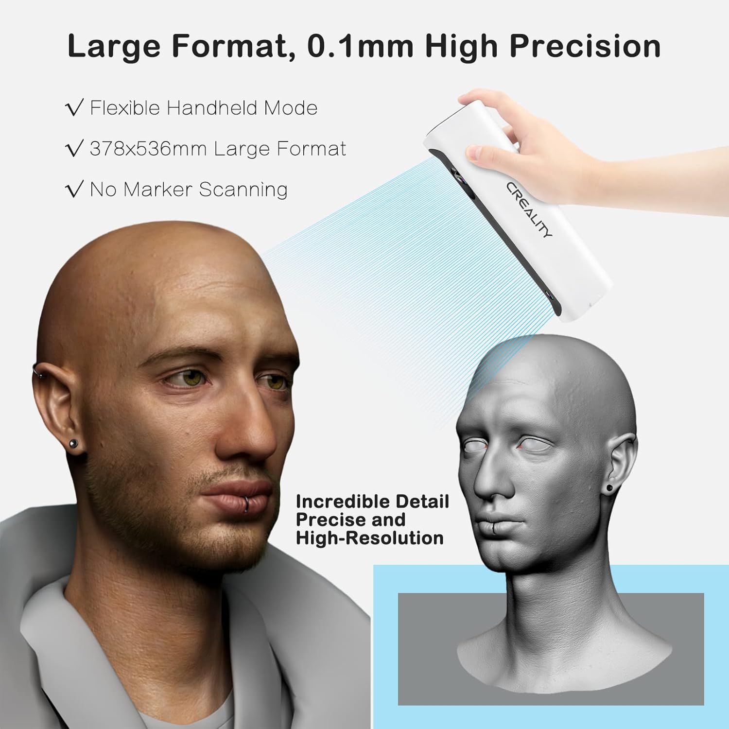 review CREALITY CR Scan 01 3D Scanner 2022 Upgraded Carrying Bag Kit, Come with Scanner, Turntable and Tripod, 0.1mm Accuracy, No Marker Quick Scanning, Affordable 3D Printer Scanners