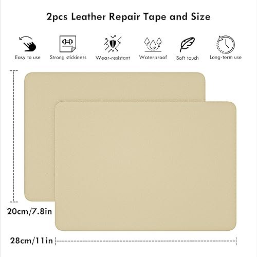 Miniatura 4 de MICTER Parche de reparación de cuero autoadhesivo, 2 cintas de reparación de cuero para muebles, kit de reparación de cuero de vinilo para asientos