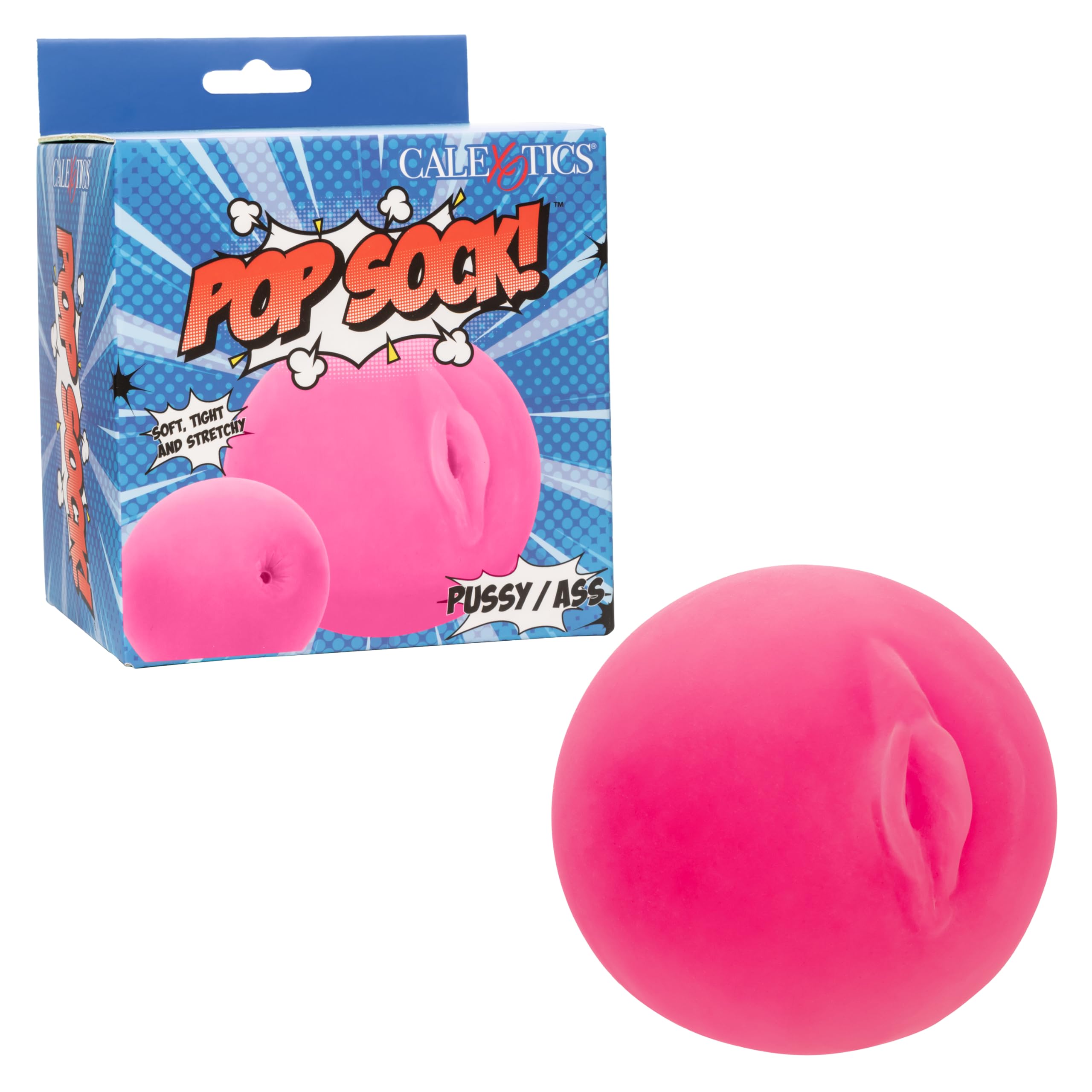 CalExotics Pop Sock! Pussy/Ass Dual Entry Male Masturbator for Men with Ultra Life-Like Pure Skin and Open End Easy Cleaning - SE-0936-90-3