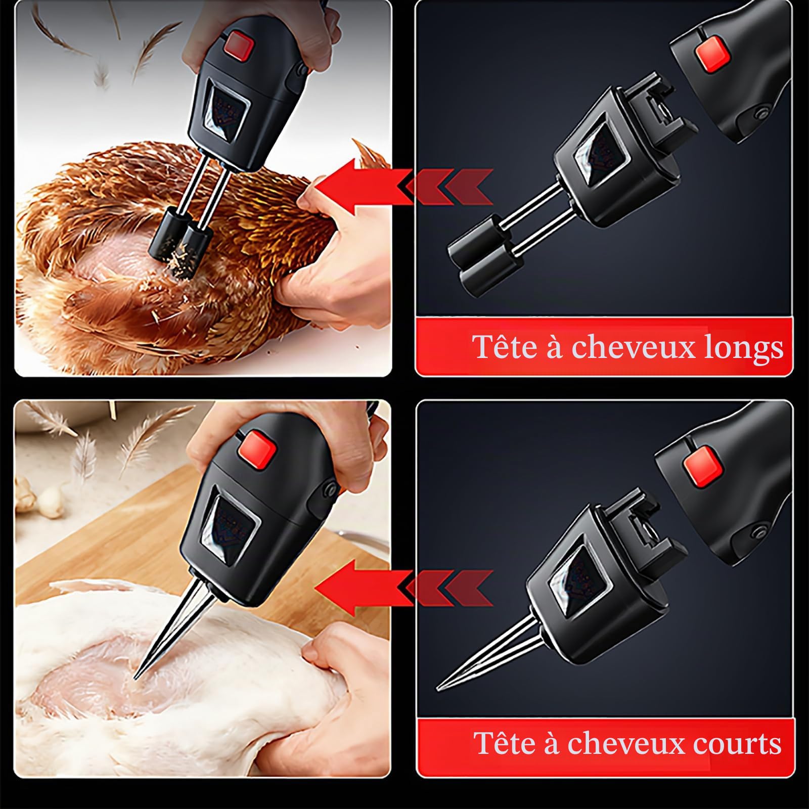 Plumeuse Électrique pour Volailles, Machine À Plumer Les Volailles Domestiques, Rechargeable Et sur Secteur, Tête Interchangeable, Convient Aux Poulets, Canards, Oies Et Porcs.