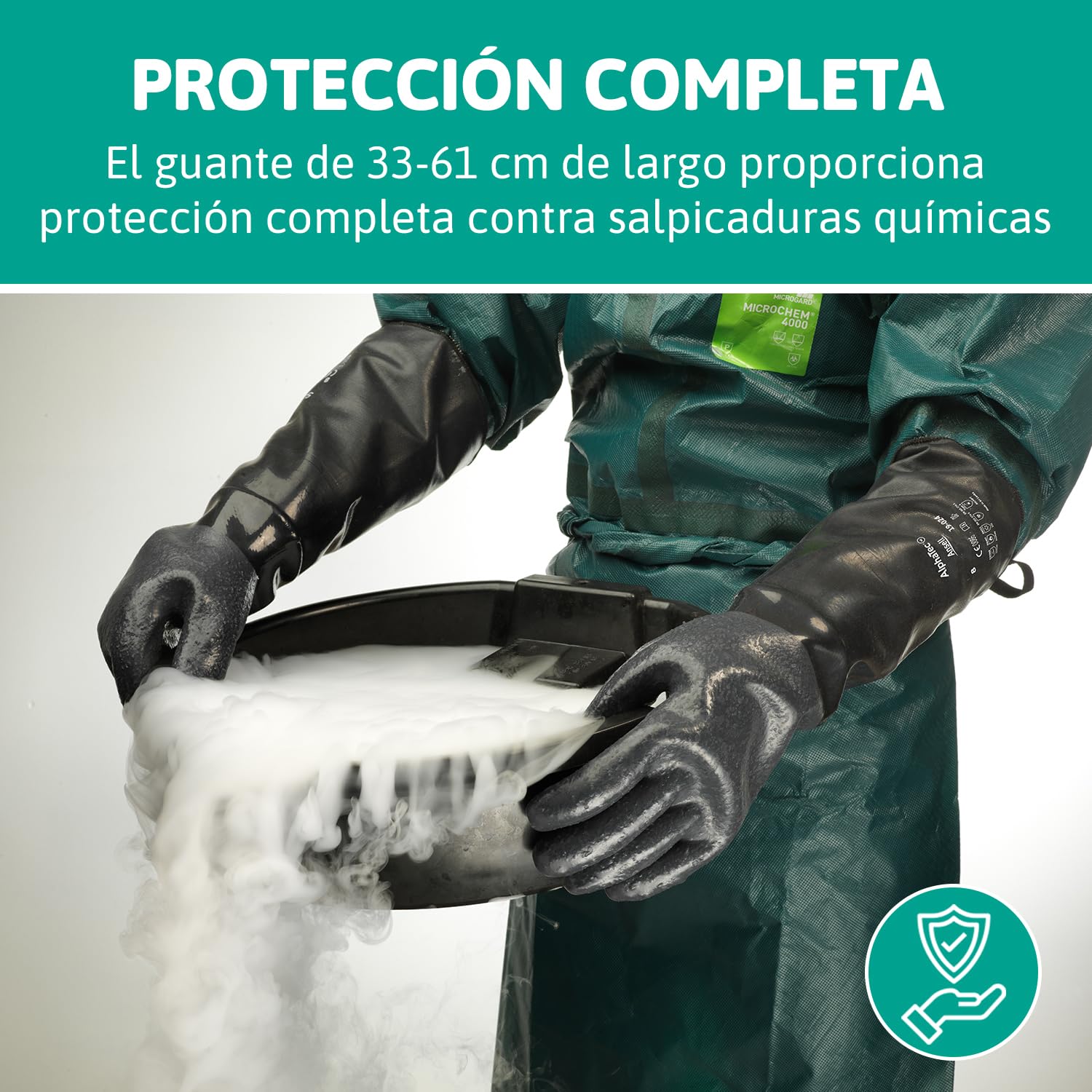 Ansell Guantes de látex de protección química AlphaTec 87-104, guantes de protección para las industrias mecánica y química, buena flexibilidad y elasticidad, 1 par, talla 8.5 (M)
