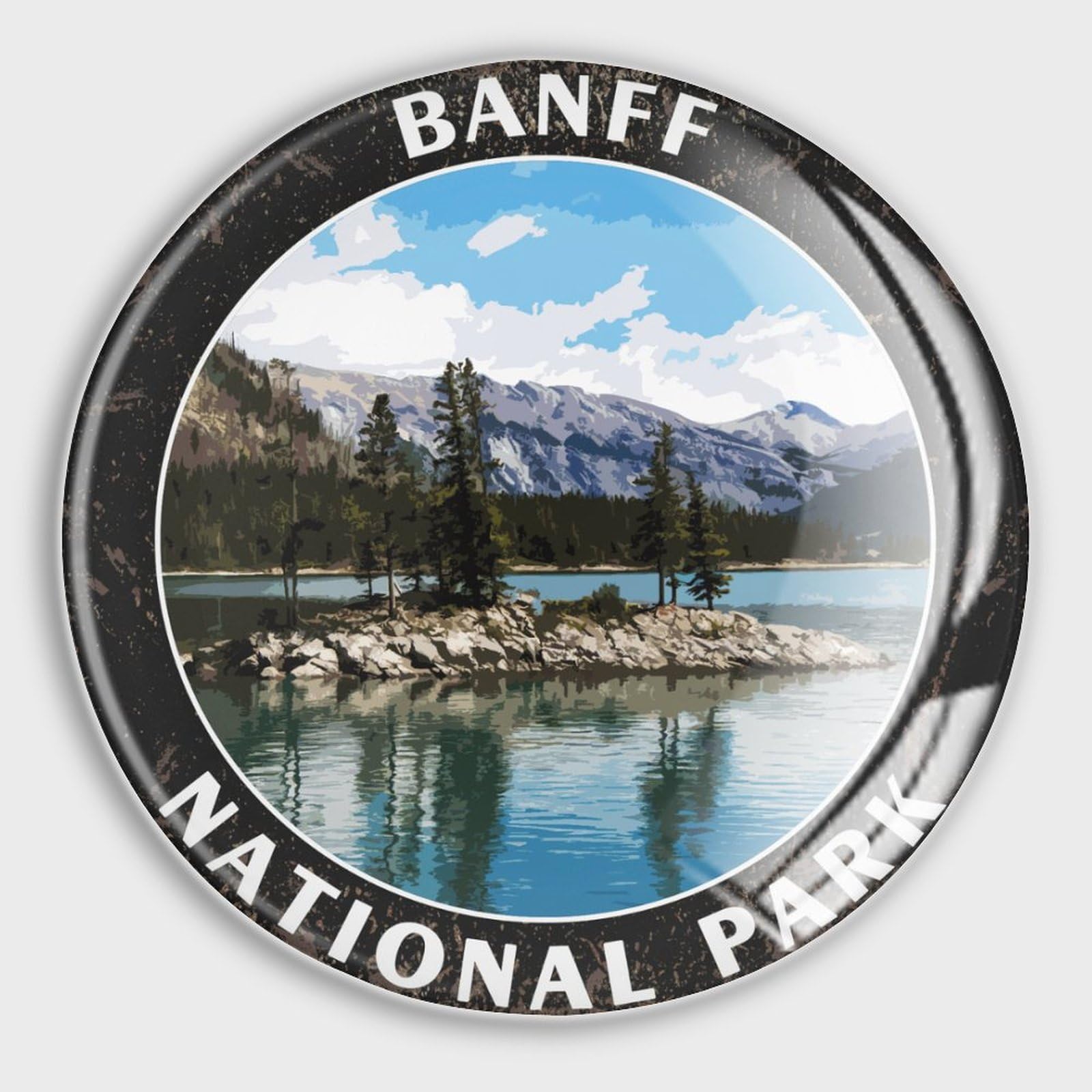 4 aimants puissants en verre Banff paysage parc national pour cuisine et bureau