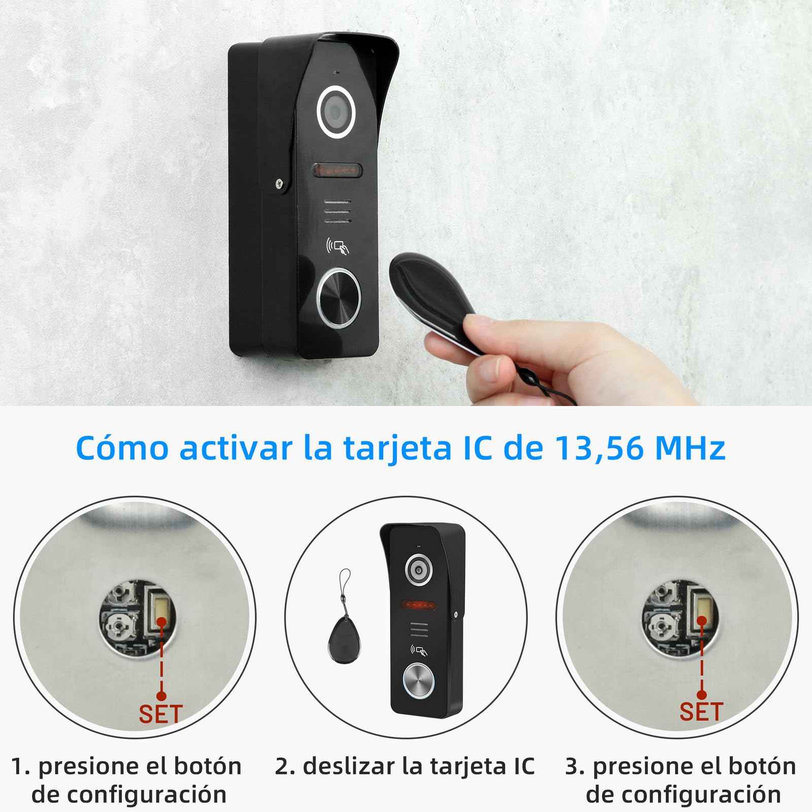 Karmen Wideofon WiFi do domu, współpracuje z Alexą, zewnętrzny dzwonek do drzwi ze stopu 1080P, odblokowanie RFID, nagrywanie wideo z wykrywaniem ruchu