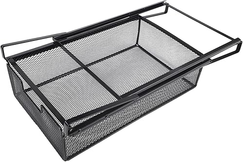 Hanging Drawer Organizer for Closet, Steel Storage Basket with Pull-Out Design, Tool-Free Installation for Bedroom Wardrobe, Black, 38x25x12cm