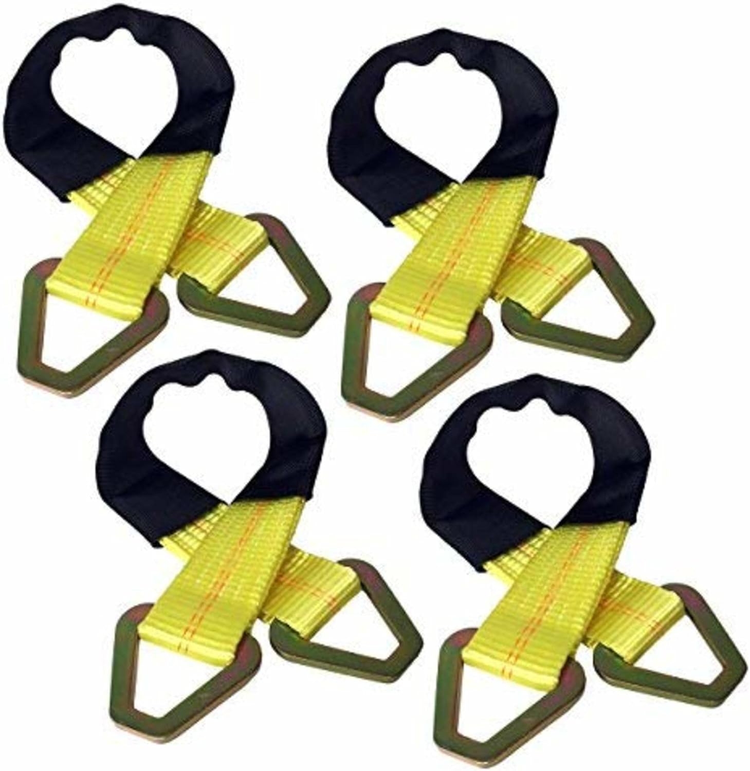 DC Cargo 4-Pack of 36 x 2″ Axle Strap with 10,000 Pound Break Strength, Car Towing Tie-Down Accessories with Protective Sleeve and D-Rings