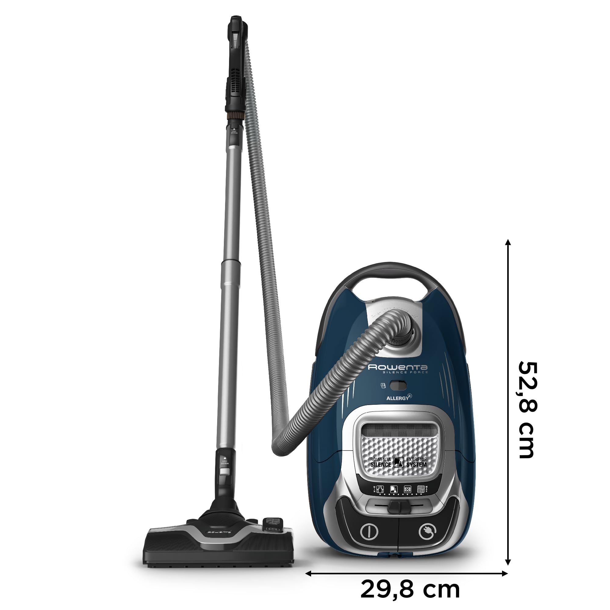 Rowenta RO7451 Aspirapolvere con Sacco Silence Force Effitech, Potenza 400W, Capacità XXL 4.5L, Potente e Silenziosa, Sistema di Filtraggio Allergy+, Spazzola Power Air e Motore Effitech