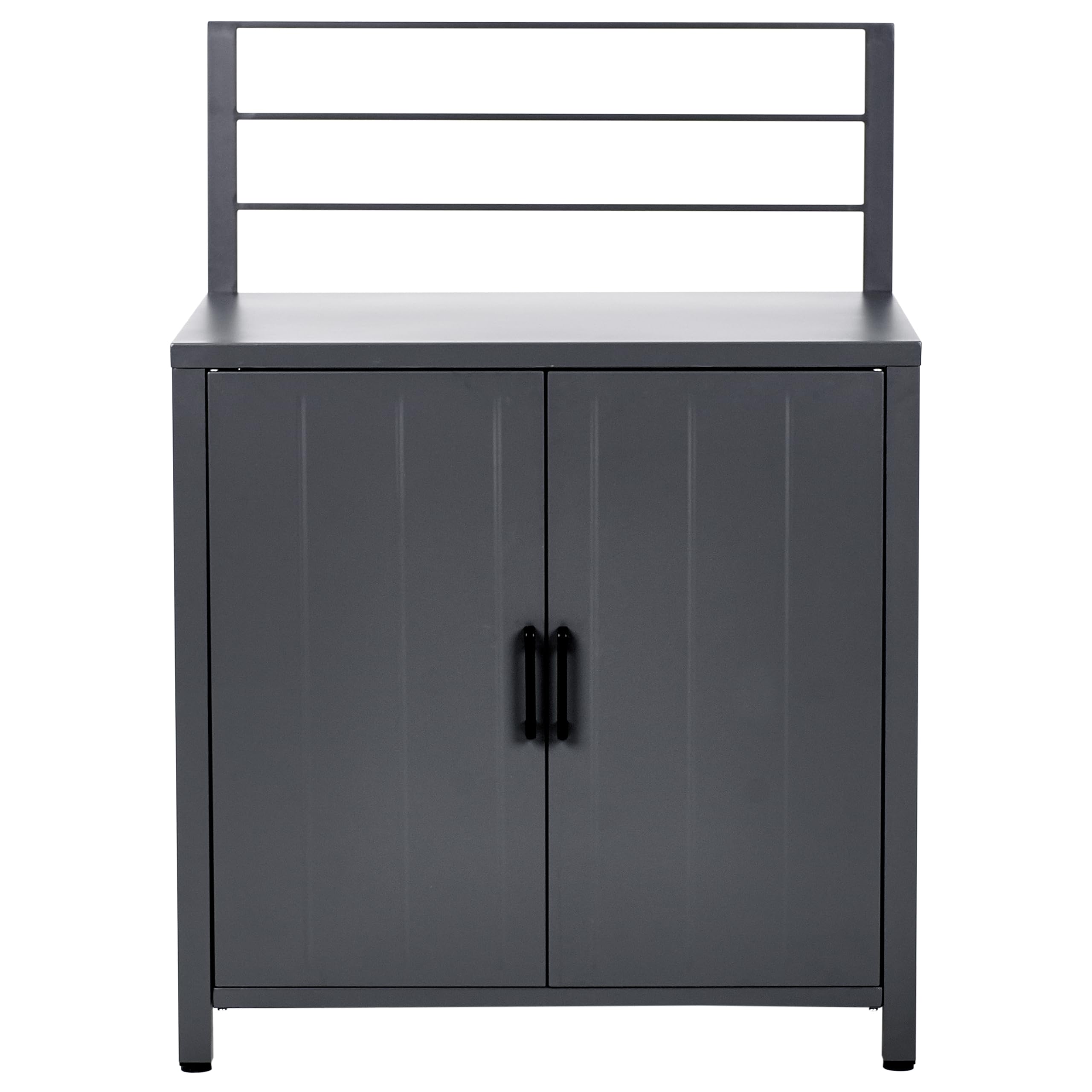 Beliani Set da Cucina da Esterno a 4 Pezzi con Mobile Contenitore in Alluminio Isola e lavello Grigio Grafite