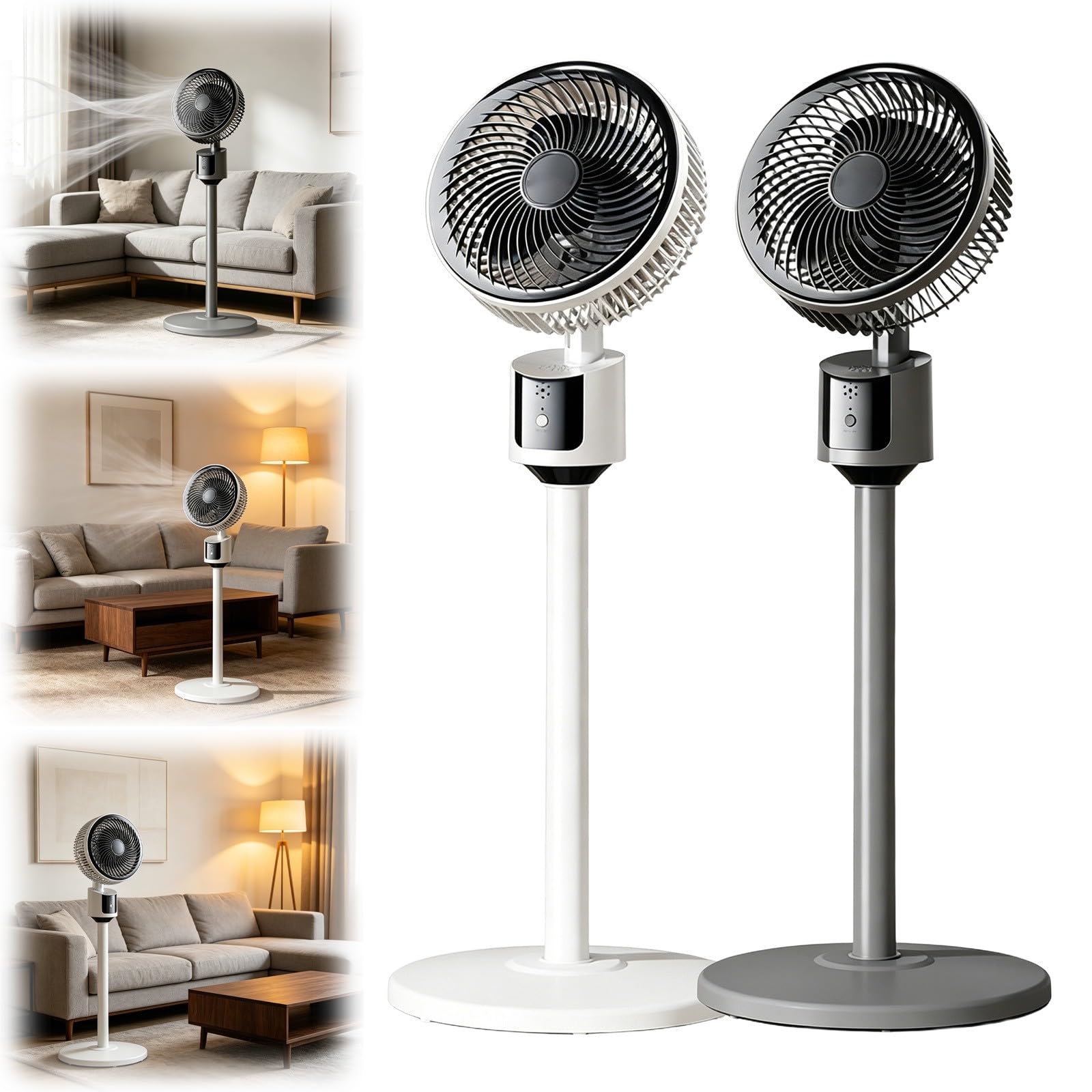 Air Circulator Standing Fan, Quiet 20Db, 90° Oscillating, 7200Mah Usb Rechargeable, 31.5 Inch Adjustable Height Standing Fan With 3 Speeds, Tilt Head. Ideal For Bedroom, Office, Living Room