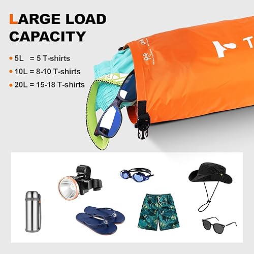 Miniatura 5 de Bolsa seca, impermeable flotante y ligera, bolsa seca enrollable que mantiene el equipo seco, para kayak, rafting, canotaje, natación, campamento,