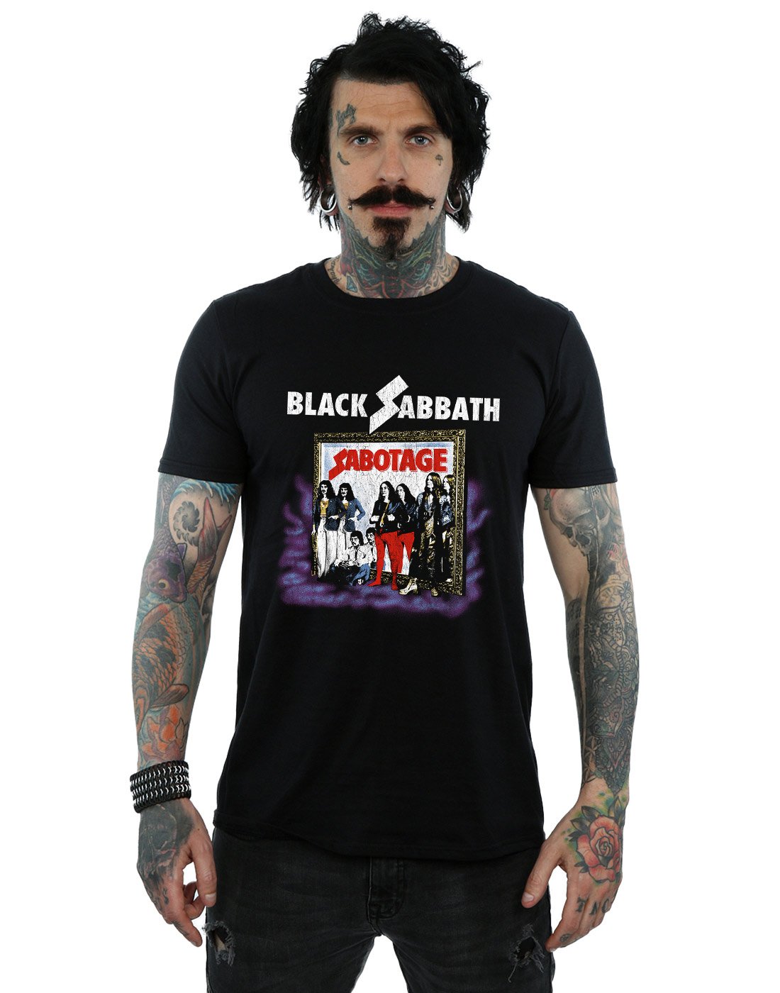Absolute Cult Men's Black Sabbath Sabotage Vintage T-Shirt Large