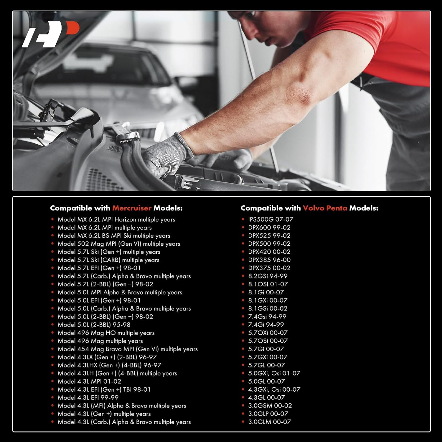 A-Premium Starter Motor Compatible with Mercruiser 1995-2002 & Volvo Penta 1994-2007, 4.3L 5.0L 5.7L 6.2L 7.4L 8.1L 8.2L, V6 V8 Engines, Replace# 863007A1, 30433, 30460, 3860566, 3857747