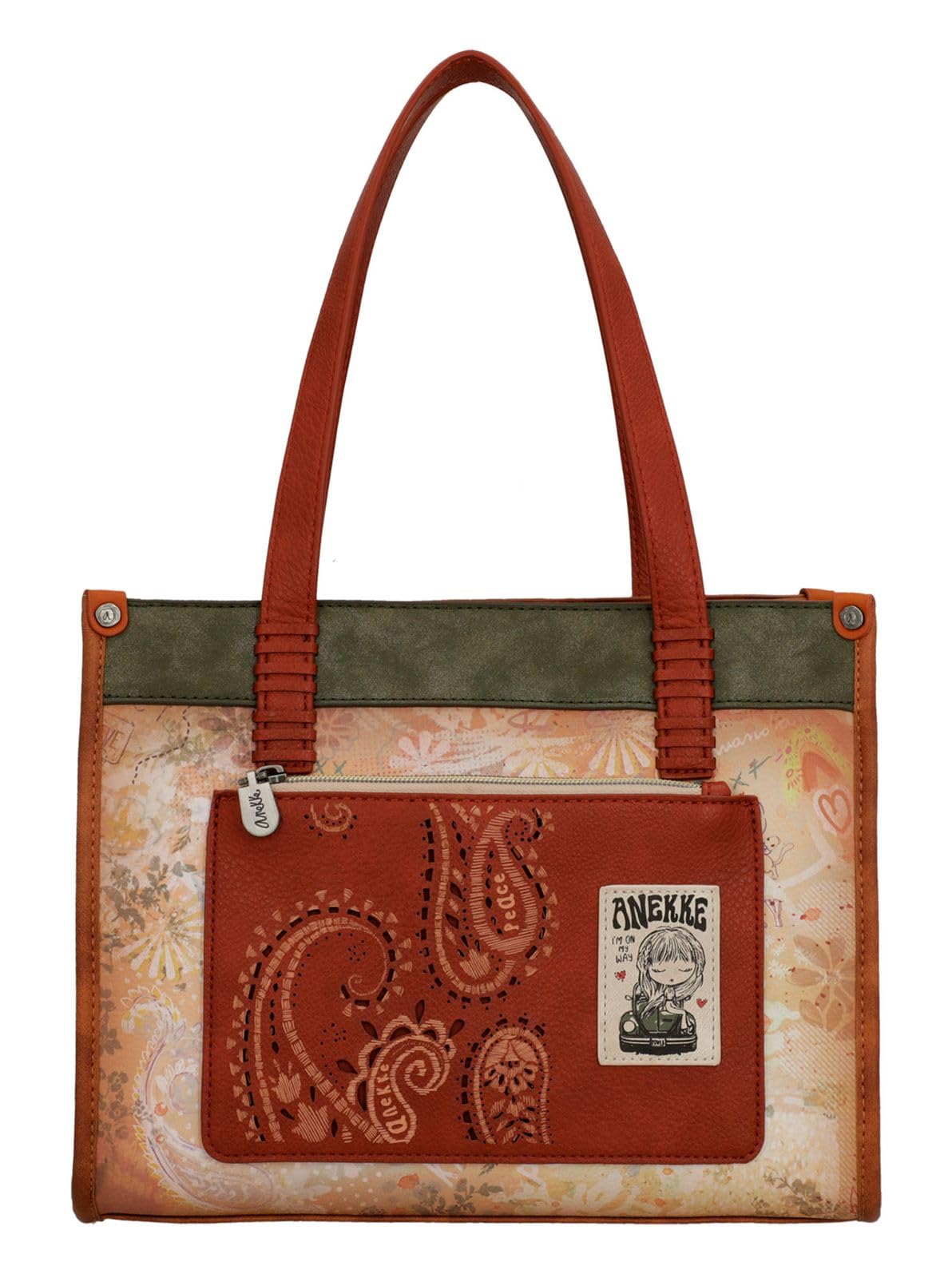 Anekke - Bolso Shopper de Mujer - Bolso de Poliester con 2 Asas y Bandolera - Cierre de Cremallera - Accesorios y Complementos de Mujer - Medidas 30x23x12 cm