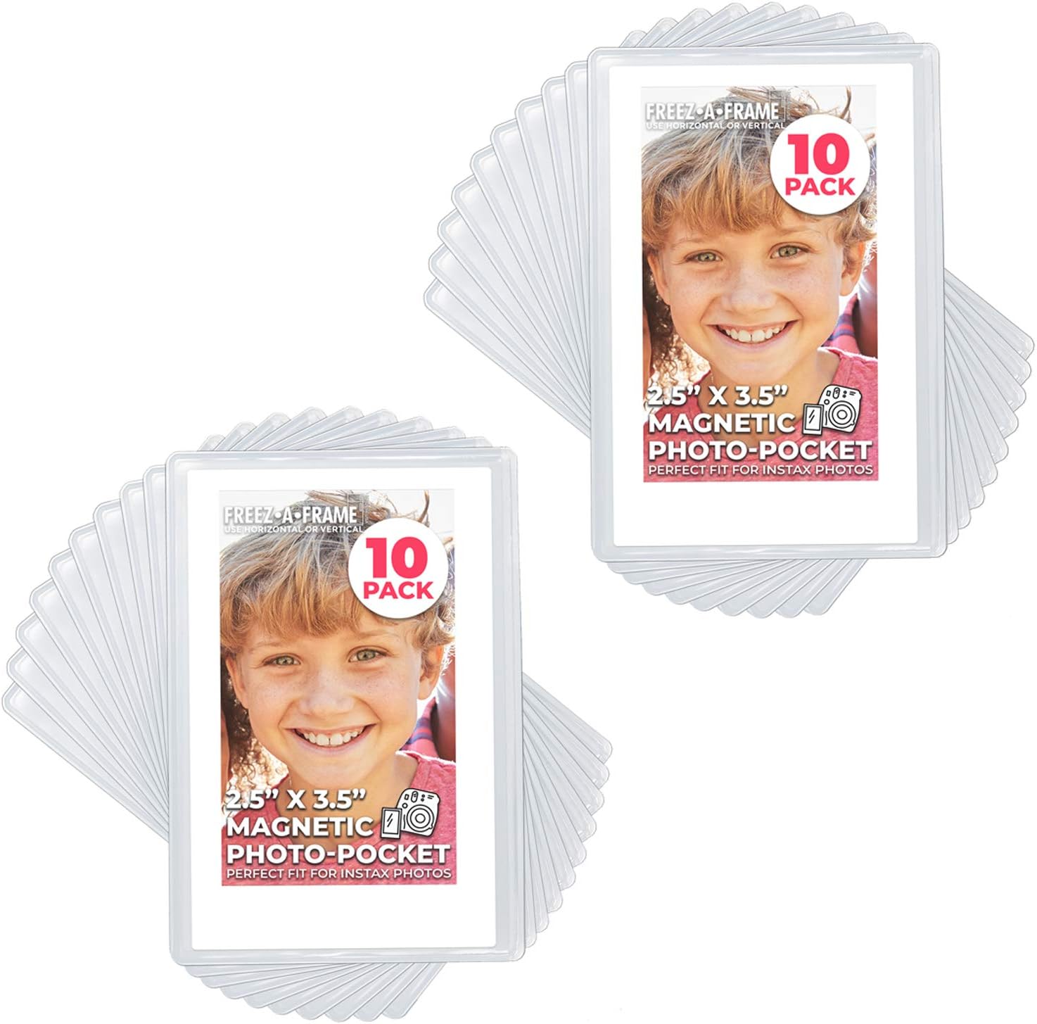PHOTO4LESS Freez-A-Frame Magnetic Photo Pockets for Fuji Mini Instax Photos (Wallet Size) 2X 10 Pack
