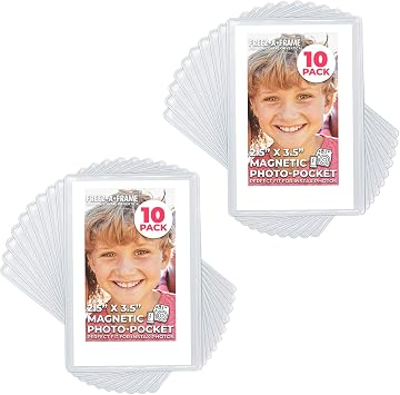 PHOTO4LESS Freez-A-Frame Magnetic Photo Pockets for Fuji Mini Instax Photos Wallet Size 2X 10 Pack
