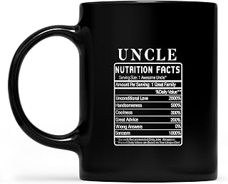 Uncle Nutrition Facts Label from Niece Nephew Funny Coffee Mug Black 11 Oz