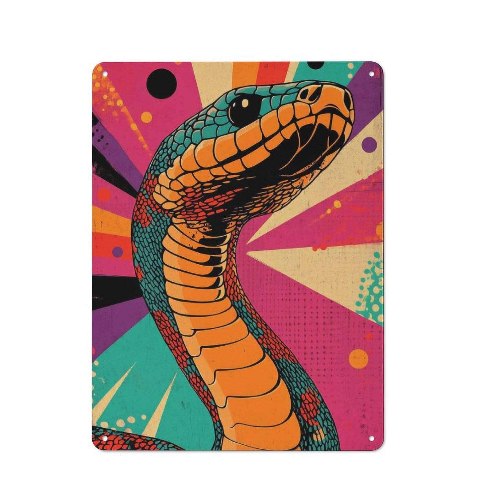 Junmoney Retro Snake Art Cobra Pop Art Print Snake A Rt Rustic Metal Sign 40X30cm For Man Cave Or Games Room, For Vintage Wall Decor Fans, For Garage And Workshop Walls