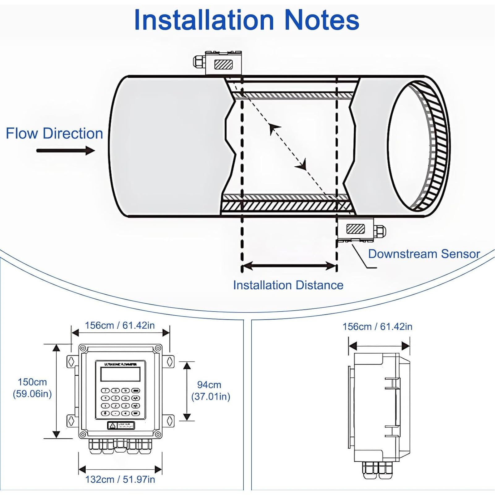 CaudalíMetro PortáTil De Abrazadera, CaudalíMetro UltrasóNico Digital, CaudalíMetro UltrasóNico Digital De Montaje En Pared, con TM-1, TS-2 Y TL-1 para Agua, Agua De Mar, Aguas Residuales
