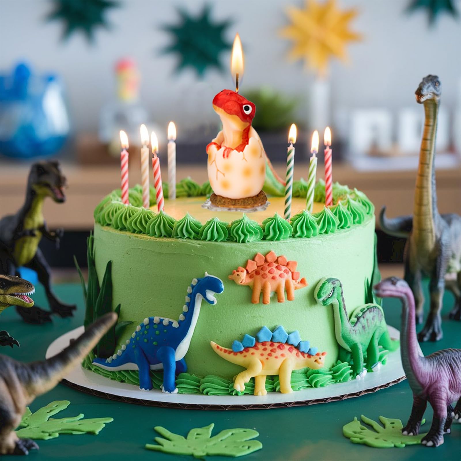 Vela de cumpleaños de bebé de dinosaurio rojo, para baby shower, cumpleaños y fiesta de Pascua, regalos para niños, celebración de vacaciones