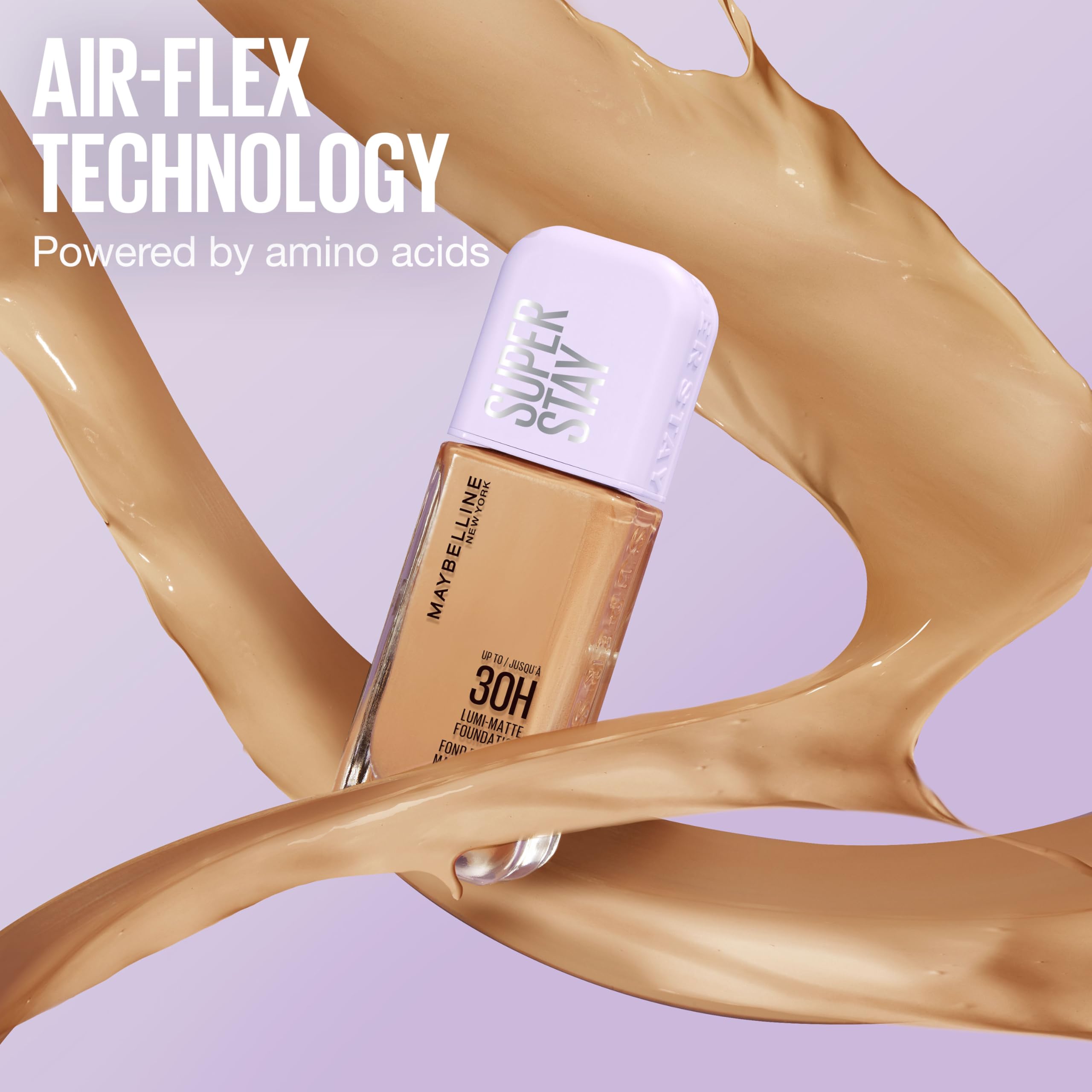 Maybelline New York - Fondotinta liquida a lunga tenuta, ultra resistente, finitura opaca luminosa, arricchita con aminoacidi, tutti i tipi di pelle, Superstay 30H, Lumi-Matte, 367-35 ml