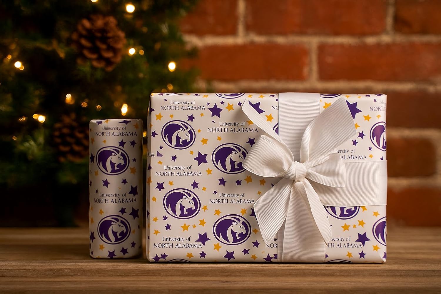 ONDEMAND FAN NCAA Wrapping Paper with Starscape design (North Alabama Lions,Wrapping Paper 30" x12')