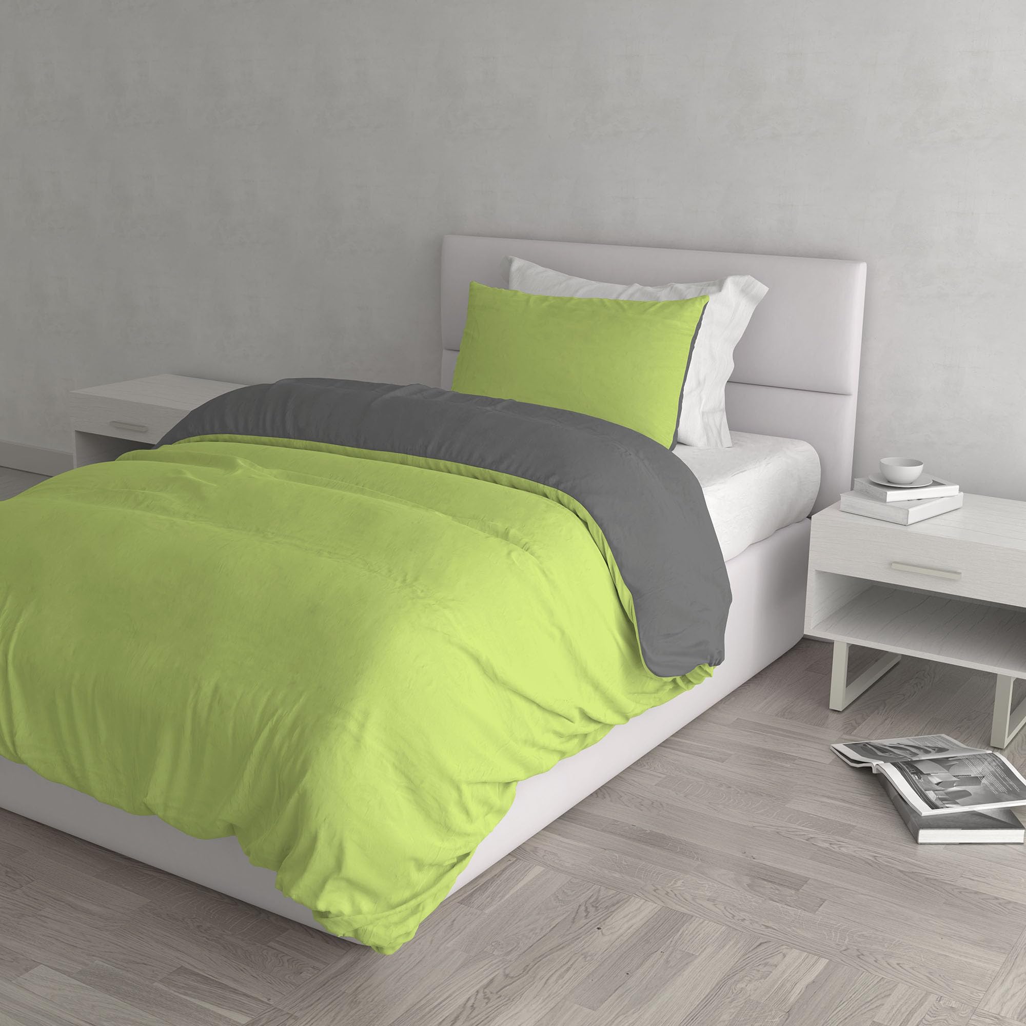 Alreya Set Copripiumino Singolo in Raso 100% Cotone - 200 x 220