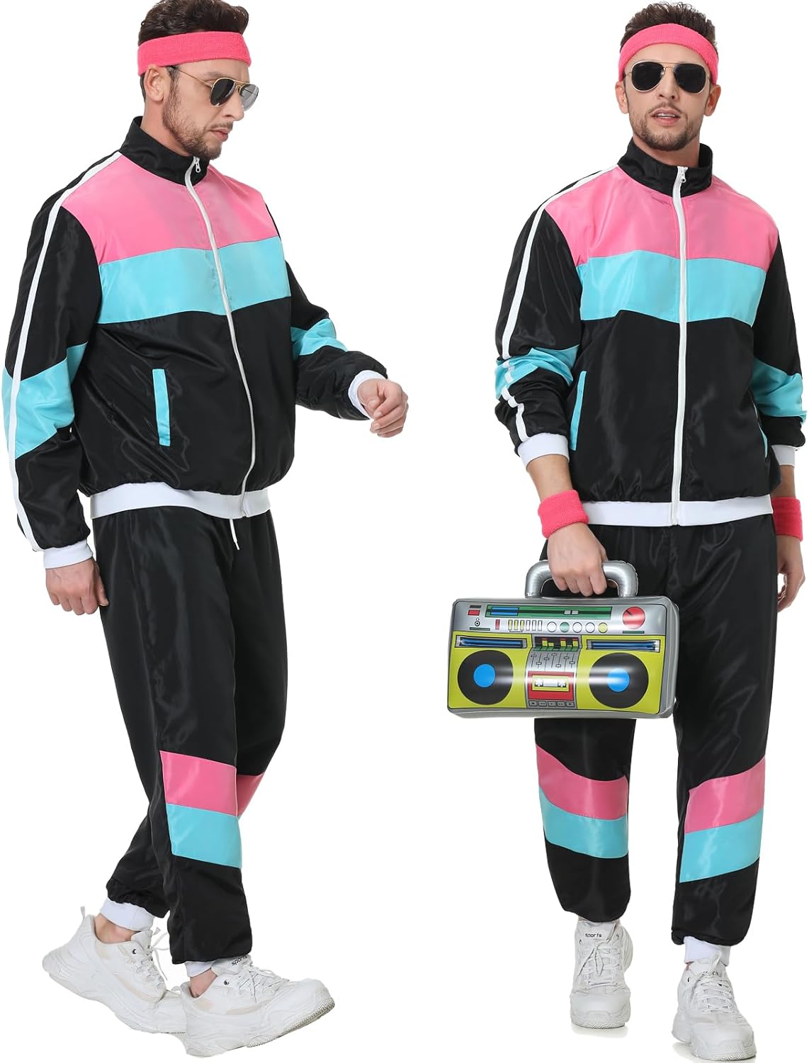 80s Tracksuit for Men Women 90s Windbreaker Retro Track Suit Costume 80s Outfit for Couples - Image 5