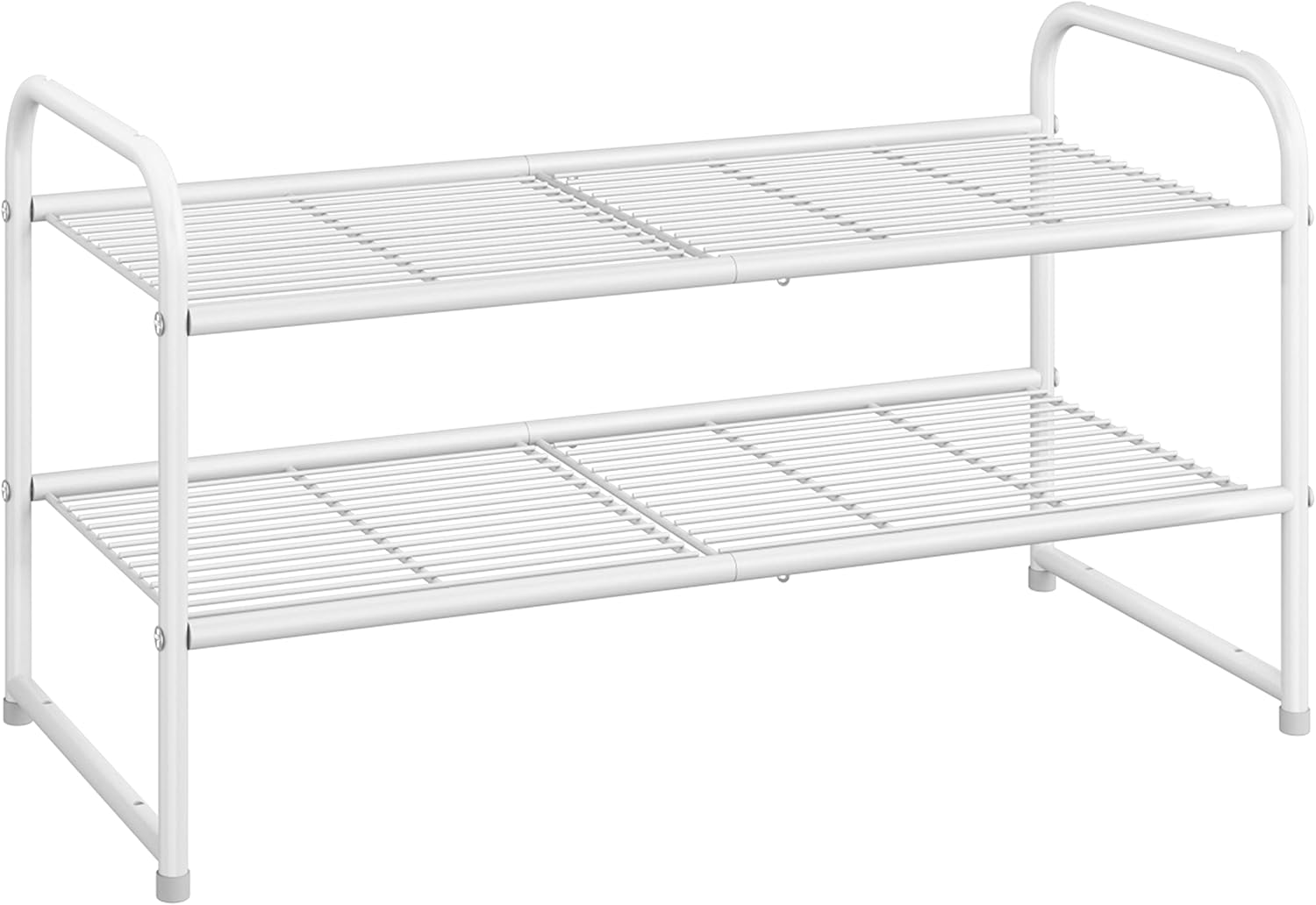 Simple Trending 4-Tier Stackable Shoe Rack, Expandable & Adjustable Shoe Organizer Storage Shelf, Wire Grid, Black