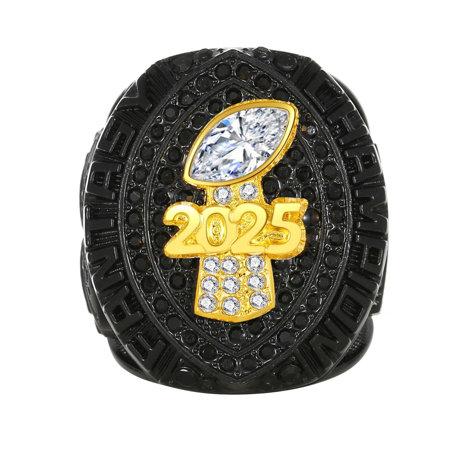 Fantasy-Football-Ring 2025, Schwarz-Blau-Rot-Meisterschaftsring, FFL-Meisterschaftstrophäe, Geschenkbox, Ring-Display-Box