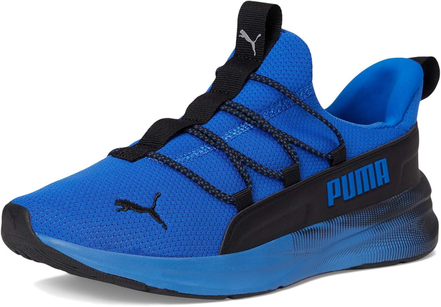 Puma Unisex-Child Softride One4All Slip On Shoes, Mountain Blue-Black AH25, Big Kid 4.5