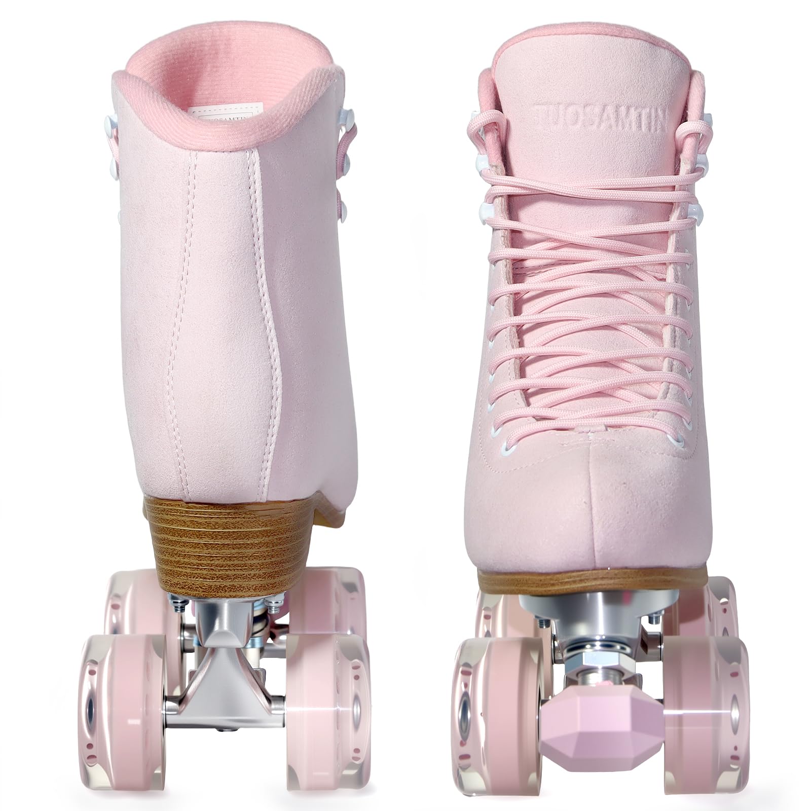 Rollschuhe für Damen oder Herren, mit höhenverstellbaren Gummistoppern, Retro-Wildleder, Quad-Rollschuhe für drinnen und draußen