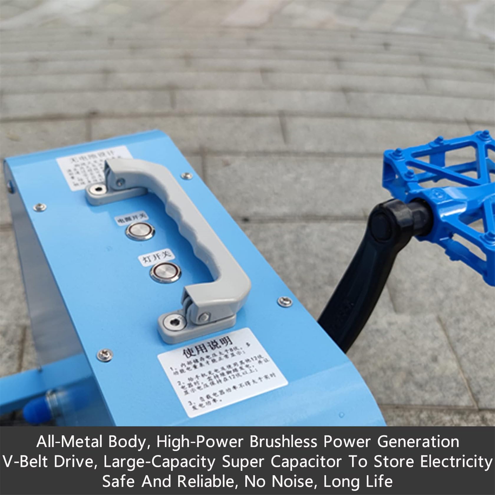 Pedalgenerator 350W, Fahrrad Fußbetriebenes USB Netzteil mit 12V 48V 220V Ausgängen, Tragbarer Stromgenerator mit Superhellem Licht und Bildschirm Display