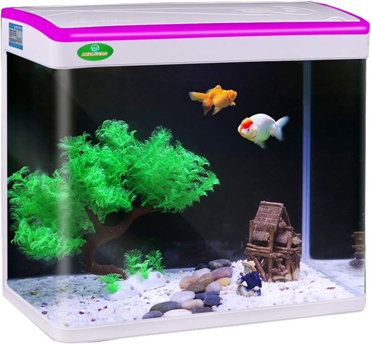 JAINSONS PET PRODUCTS Fish Tank Mini Aquarium, with Finger Touch Color Change LED Small Size 8 Liter(Color May Vary)