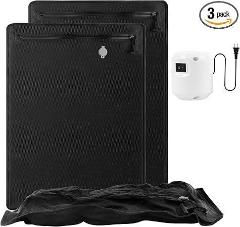2PC Professional Vacuum Bags for Travel with 55W Super Power Electric Pump, Dobaly IP67 Reusable Vacuum Compression Bags for Suitcases and Backpack Space Saver Vacuum Bags Durable(2 Medium+Pump)
