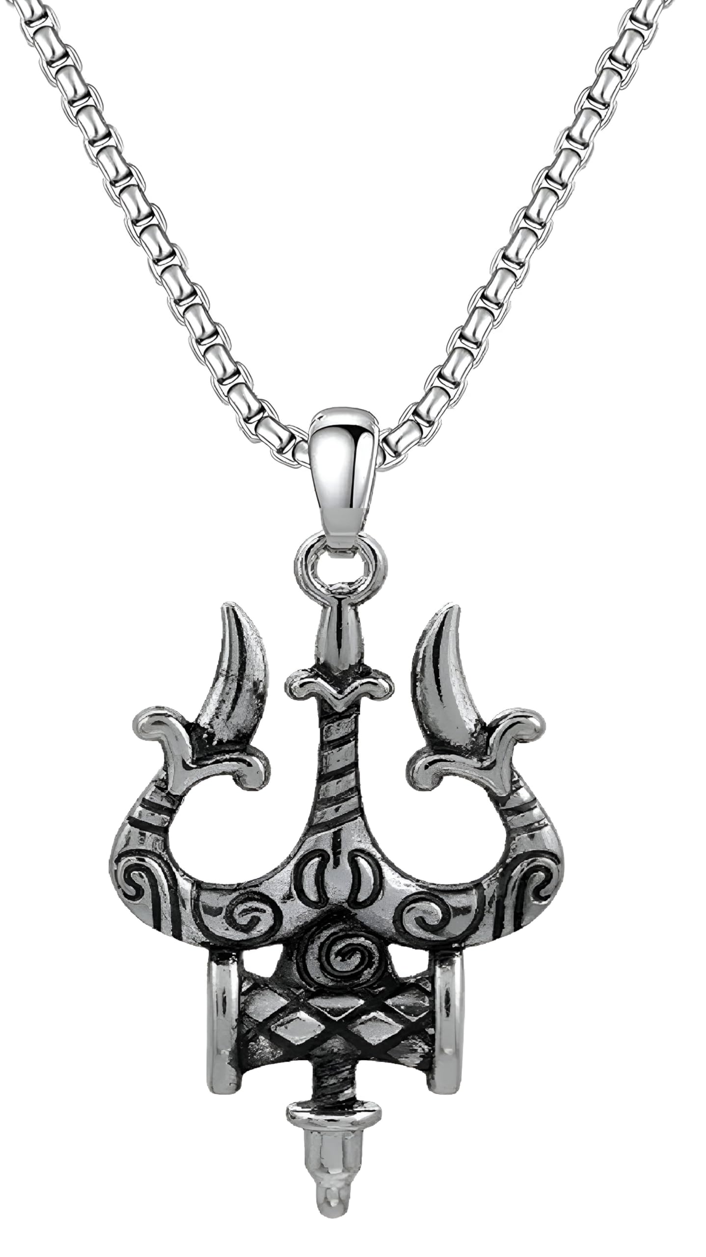 Spiritual Shiva Trishul Damaru Pendant with Chain for Men & Women,Gift For Husband