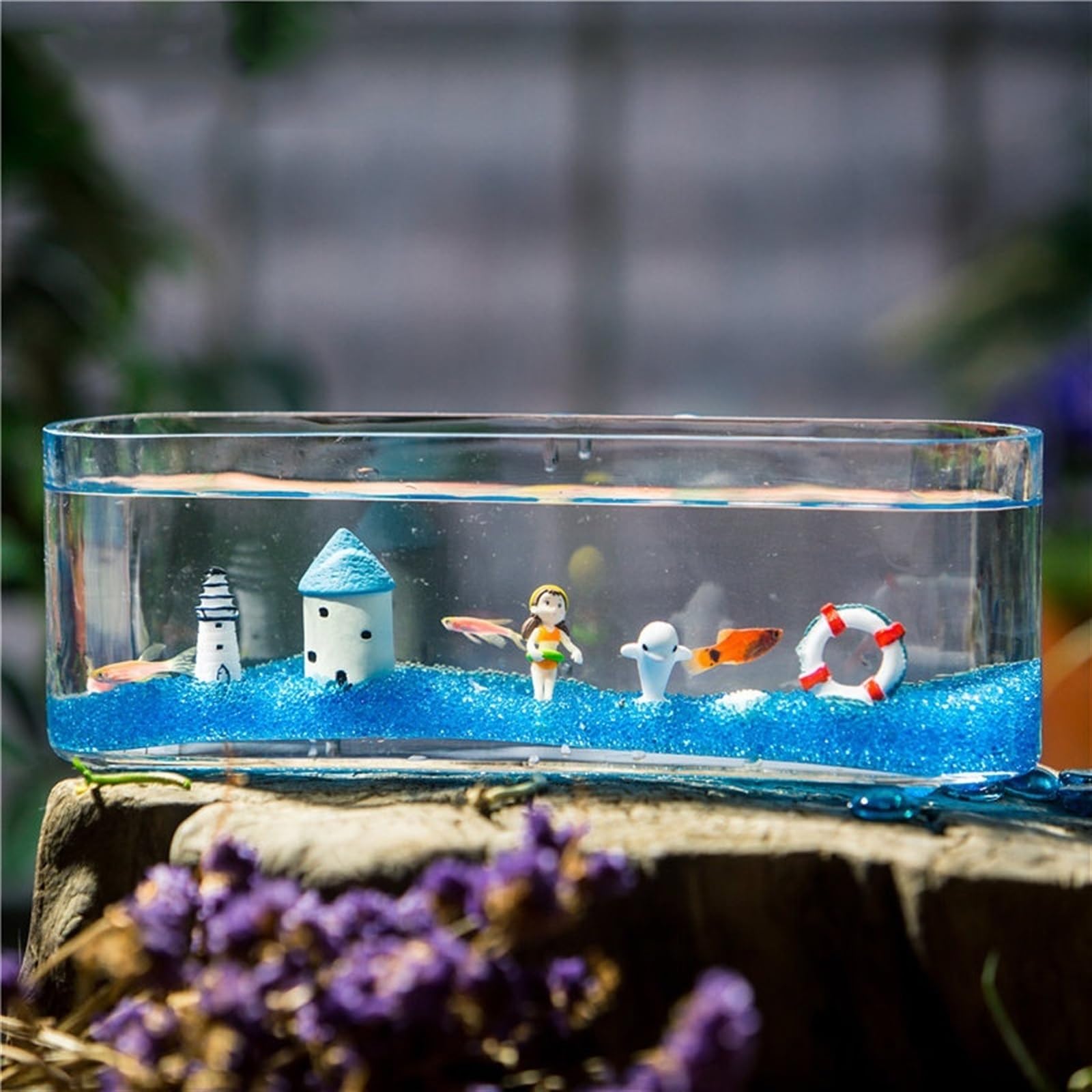 Acuario Tanque de Peces de Vidrio pequeño, Tanque de Peces Rectangular, Acuario, Tanque ecológico, Vidrio Transparente, Sala de Estar, Oficina, Escritorio, decoración de pecera Peces Acuario(Grande)