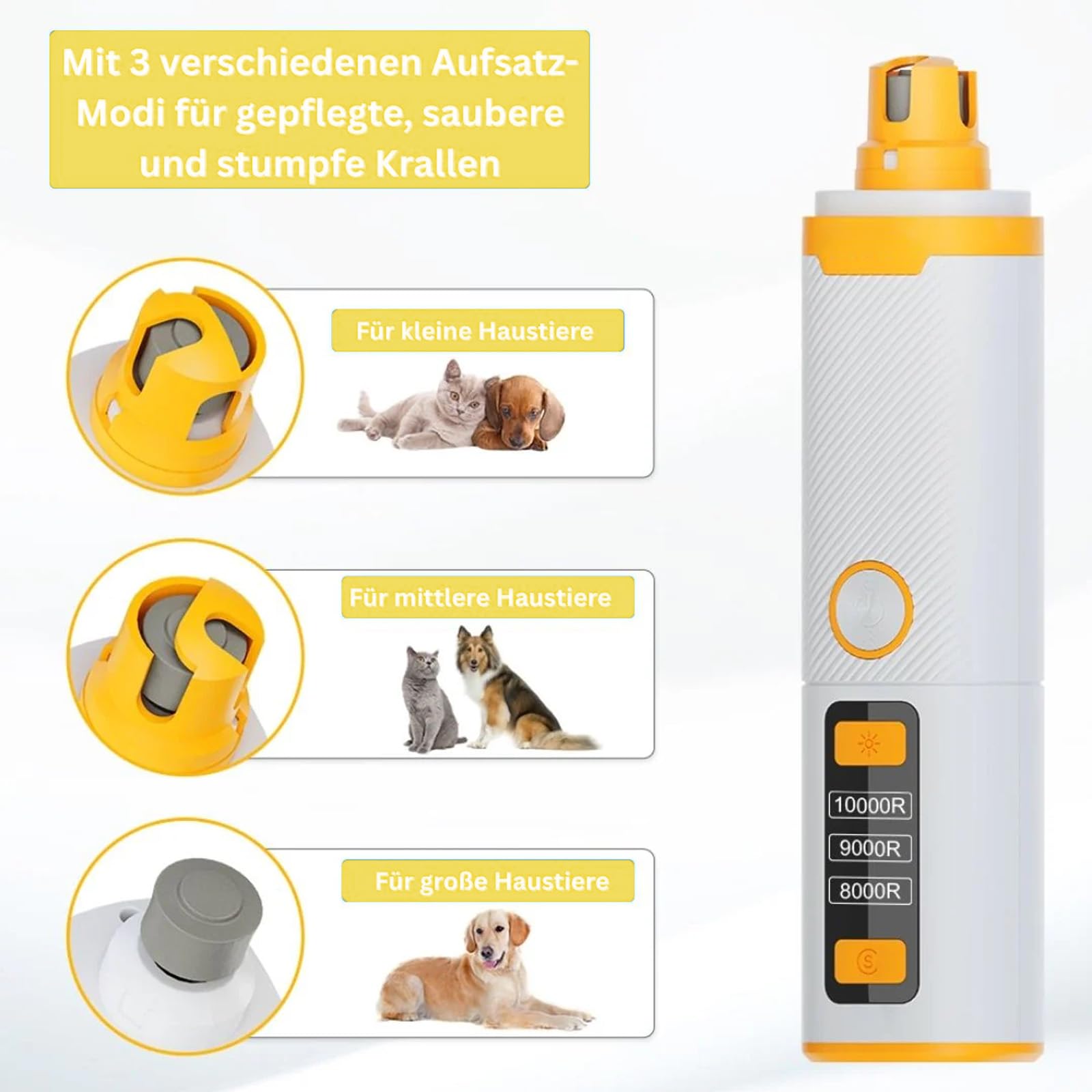 Premium-Krallenpflege Set, Krallenschleifer Für Hunde 3 Geschwindigkeitsstufen, Mit Krallenschere, Schleift Sanft, Sichere & Stressfreie Elektrische Krallenpflege Bei Deinem Liebling (2PCS)