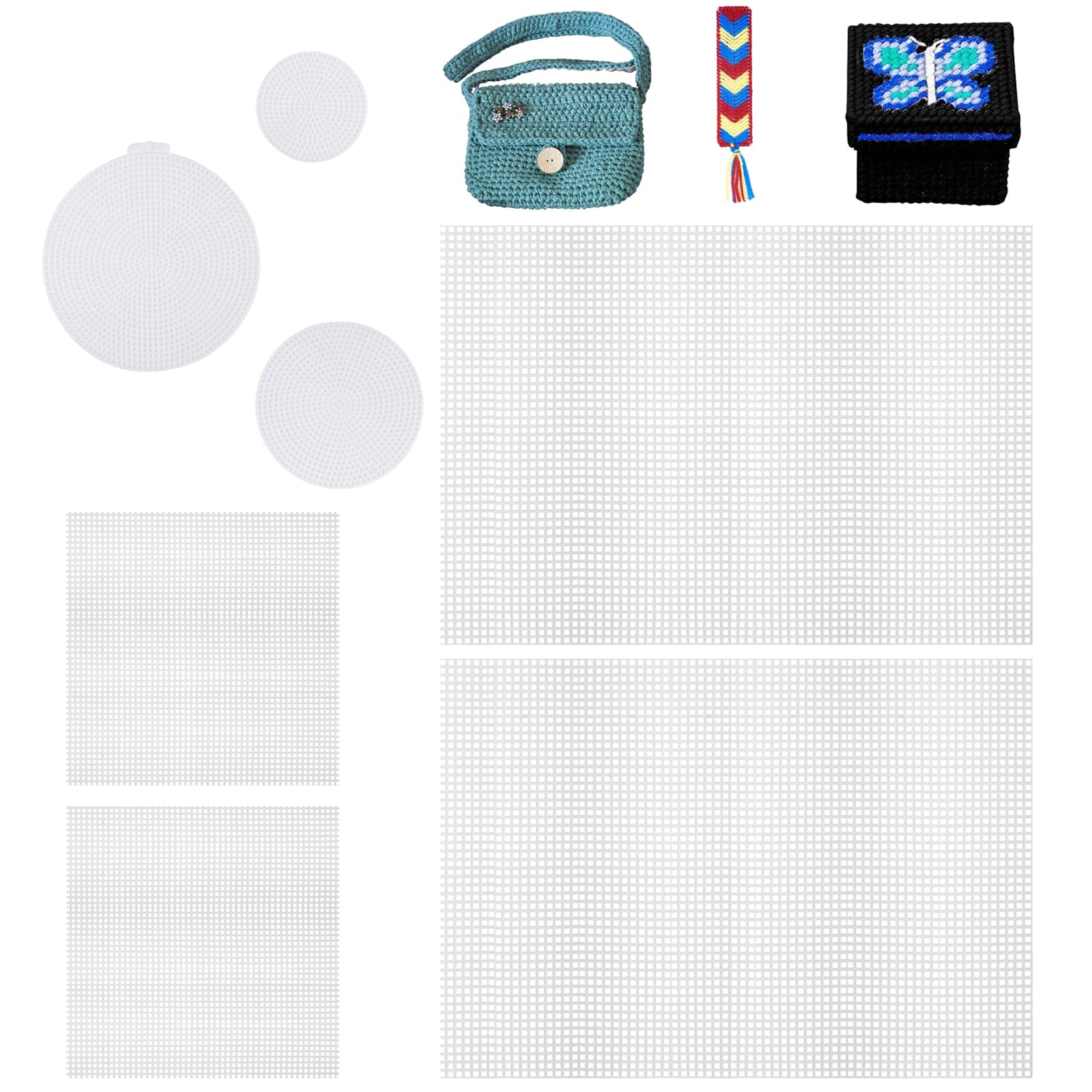 Lona De Malla De Plástico Rejilla De Plástico - Stramin Para Bordado, 7 Hojas De Lona De Plástico Blanco Transparente Para Proyectos De Manualidades Creativas