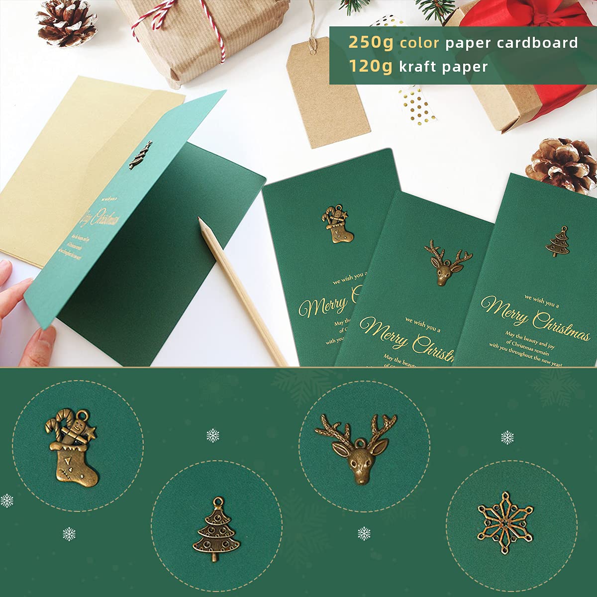 Tarjetas Navidad Vintage - Pack 4 Unidades Con Sobres